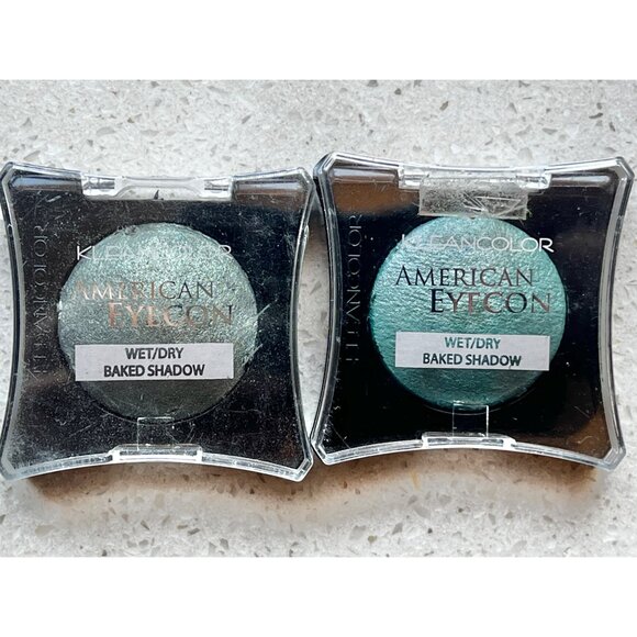 Kleancolor American Eyecon Wet/Dry Baked Eyeshadow Set Teal & Moss 4.5g Each - Picture 2 of 5